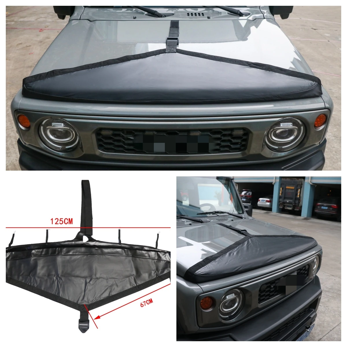jmn018-車用フロントエンジンフードカバープロテクター-三角形ボンネットガード-外装アクセサリー-スズキ-ジムニー-2019-jb64-jb74用