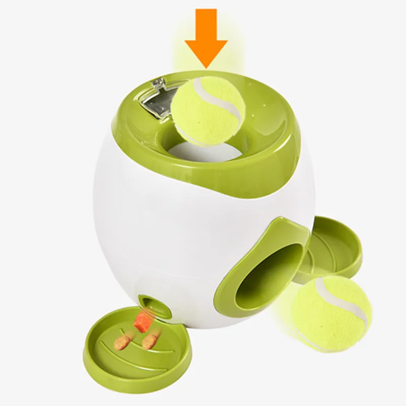 2 in 1 Dog Pet Interactive Toy Tennis Ball Launcher Automatic Throwing Training Reward Machine Fun Feeding Machine Pet Supplies