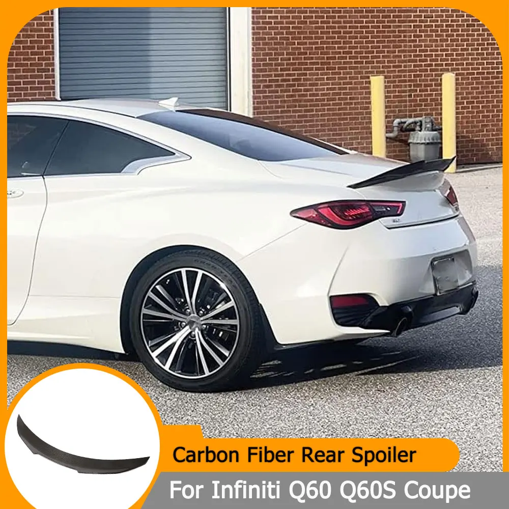 

Спойлер заднего багажника автомобиля, крылья для Infiniti Q60 Q60S Coupe 2-дверный 2017-2023, гоночная крышка багажника из углеродного волокна, крыло, губа, задний спойлер