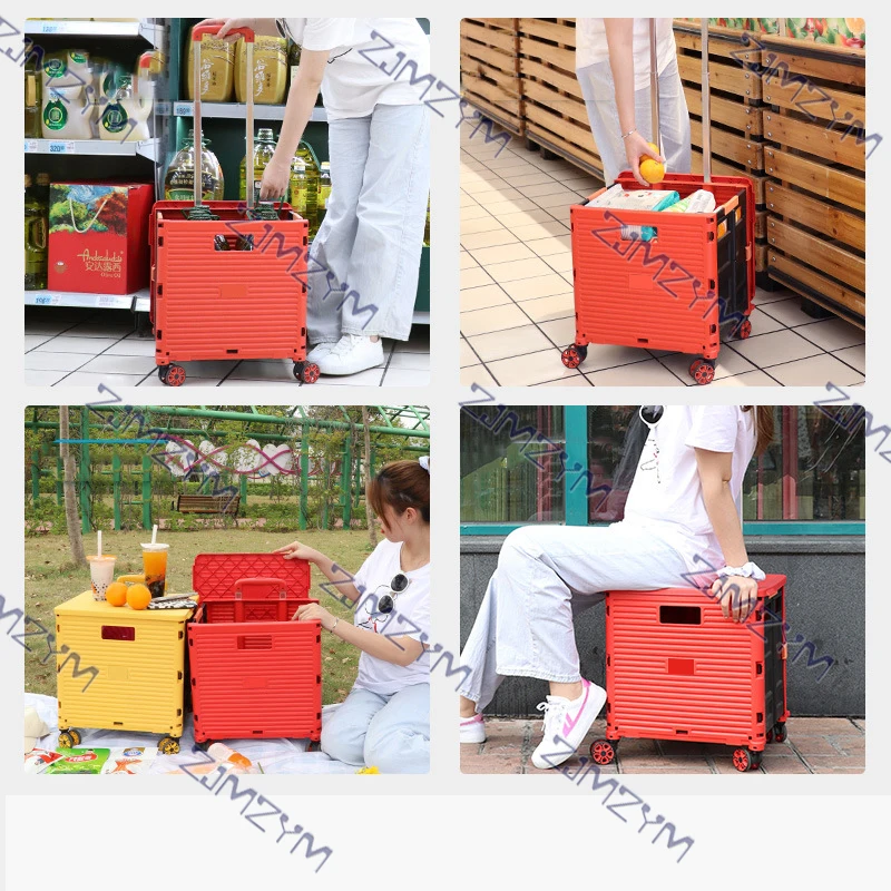 Silent Wheel Folding Shopping Cart Hand-pulled Cart small Shopping Cart Supermarket Shopping Cart Trolley