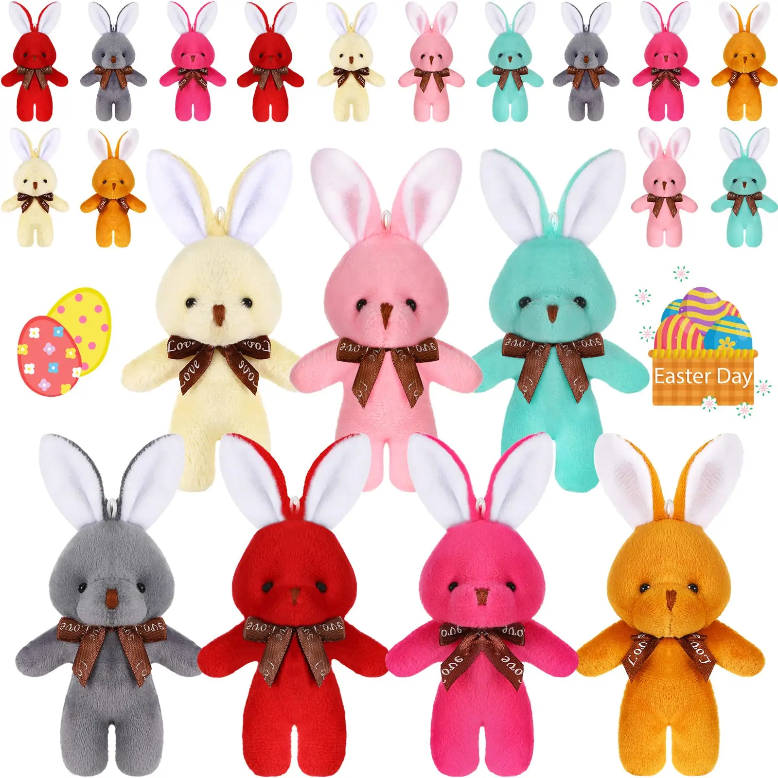 Bunny Stuffed Animal Bulk Mini Bunny Plush Soft Tiny Plush Toys Small Rabbit Doll Keychain For Birthday Valentines Easter Party