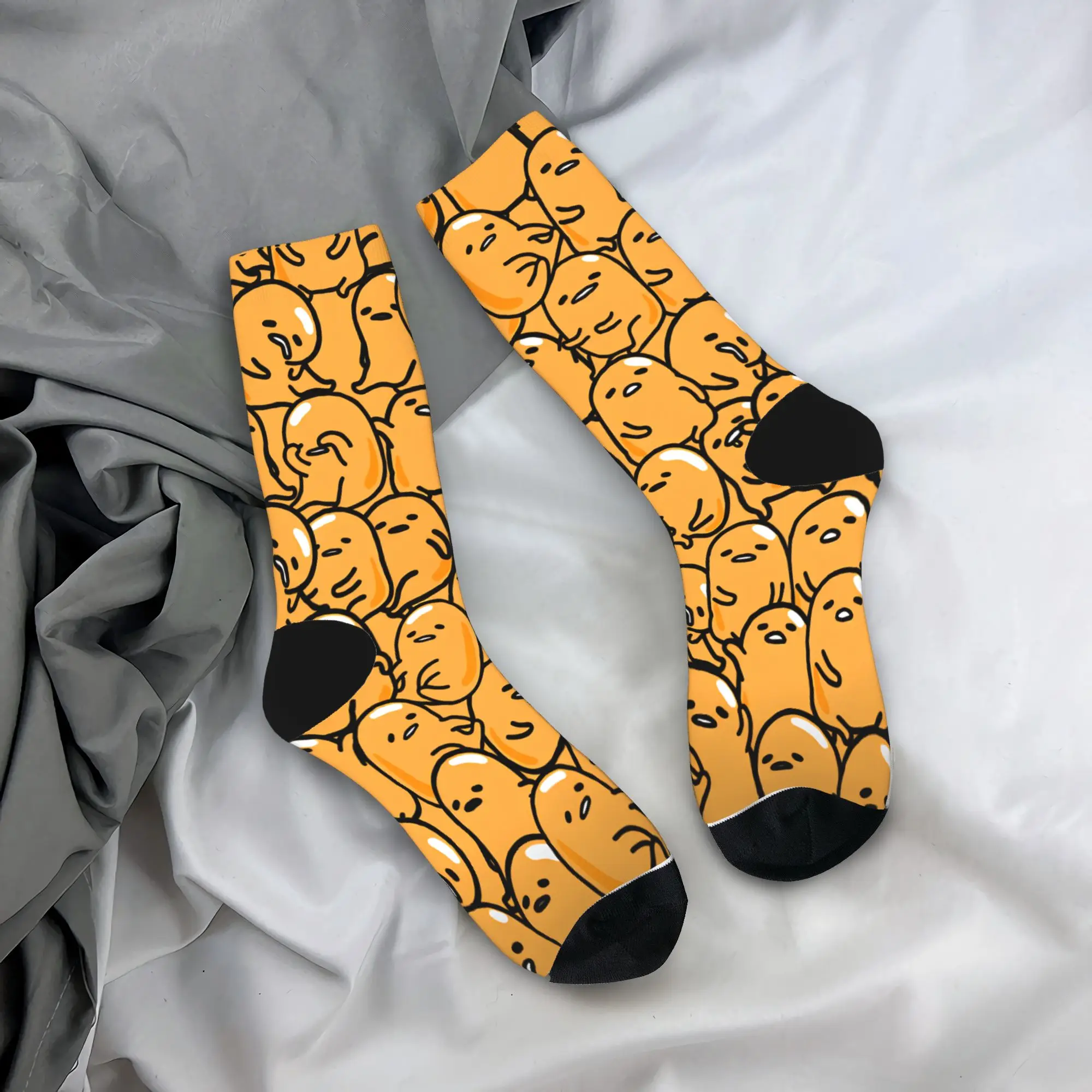 

Cute Gudetamas Yellow Egg Stockings Men's Socks Medium Soft Fashion Socks Autumn Climbing Non Skid Pattern Socks Gift