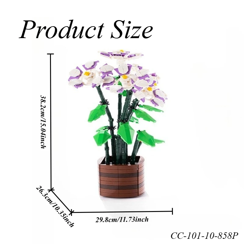 858PCS MORNING GLORY POTTED BLOCK FLOWER MODEL: STYLISH DECORATIVE ORNAMENT, IDEAL GIFT FOR ALL FESTIVALS