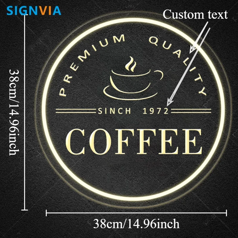 Coffee Custom Neon Signs 3D Engraving USB Power Supply Café Café Display Light Signs, Friend Gifts, Store Display Light Signs