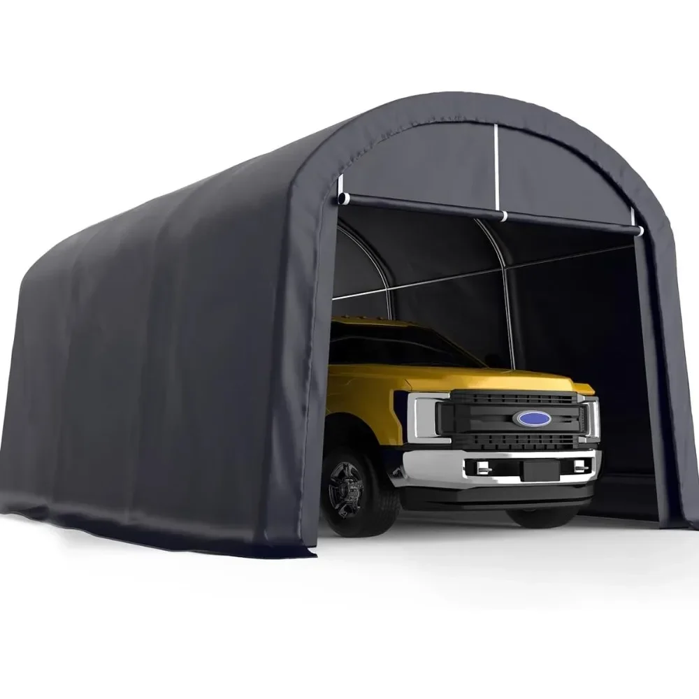 10' x 15' Heavy Duty Round Style Carport Anti-Snow Car Tent Carport Tent Outdoor Instant Garage Car Canopy