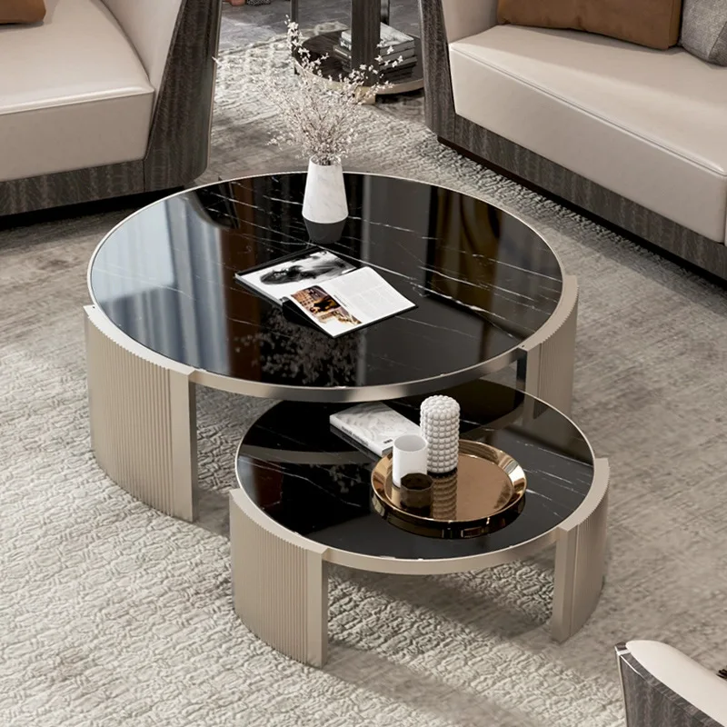 Modern creative stainless steel tea table villa living room home coffee table