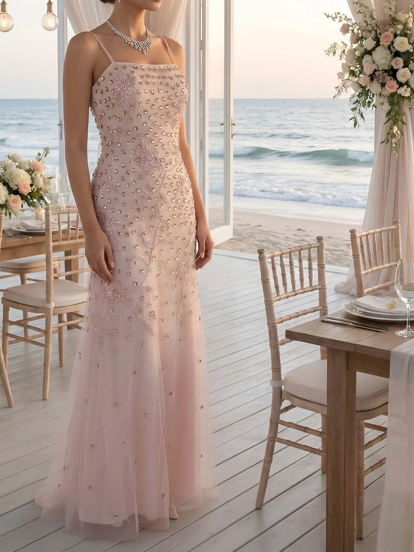 

Arabia Customized Luxury Party Dresses Mermaid Pink Strapless Spaghetti Straps Handmade Beaded Crystal Luxury Prom Dresses