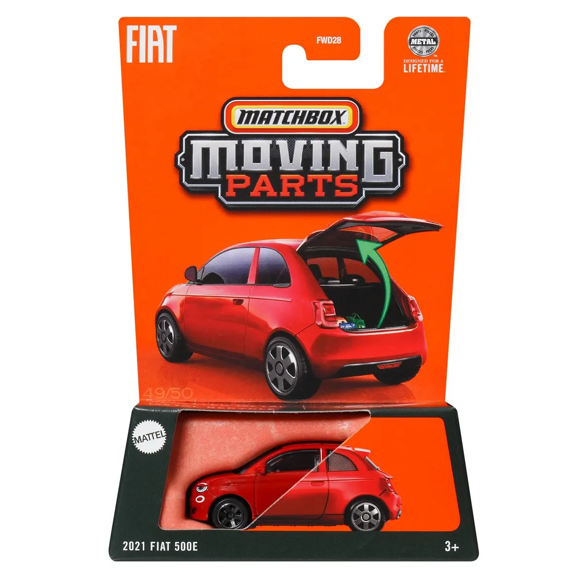2025 Matchbox Moving Parts 2021 Fiat 500e 1/64 Die-cast Collection Model  FWD28-9C0B