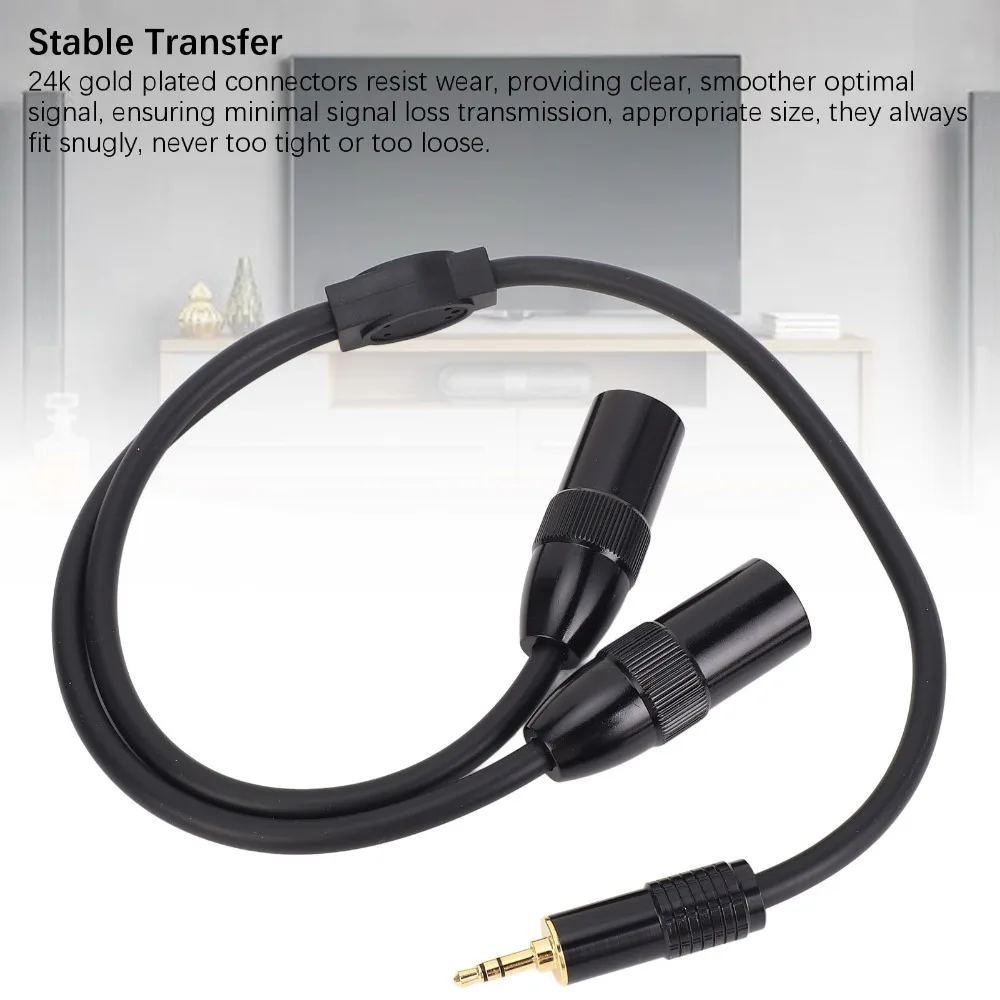Practical Flexible Dual 3pin XLR Male to 1/8in TRS Plug and Play 0.5m / 1.64ft Stereo Y Splitter Cable XLR Cable for Laptop