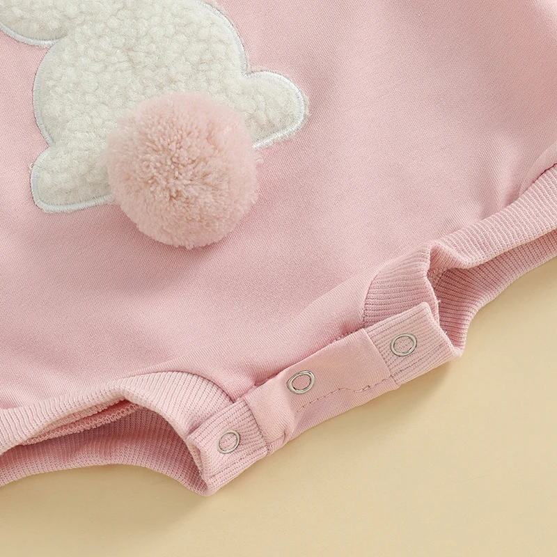 Pasen pasgeboren babymeisje kleding Fuzzy Bunny borduurwerk Romper Sweatshirt Bubble Jumpsuit peuter babymeisje outfit