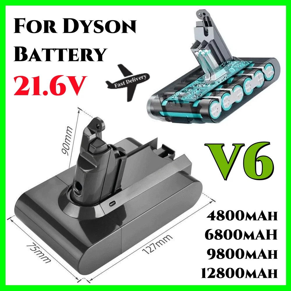 21.6V12800Ah ForDyson Battery Replacement DC62 DC59 DC58 SV03 SV04 SV09 V6 Animal Motorhead V6 Slim V6 Absolute Vacuum Batter
