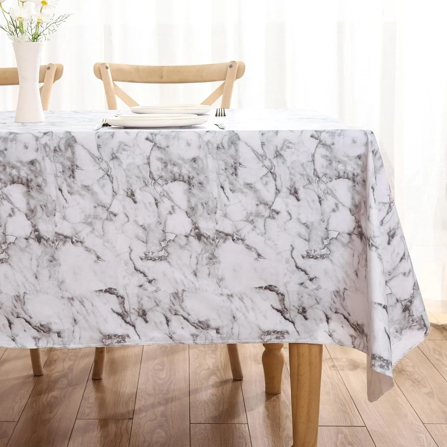 1pc Heavy-Duty Tablecloth, Easy to Wipe Clean, Rectangular or Square Tablecloth, Suitable for Indoor and Outdoor Use, Marble Pat