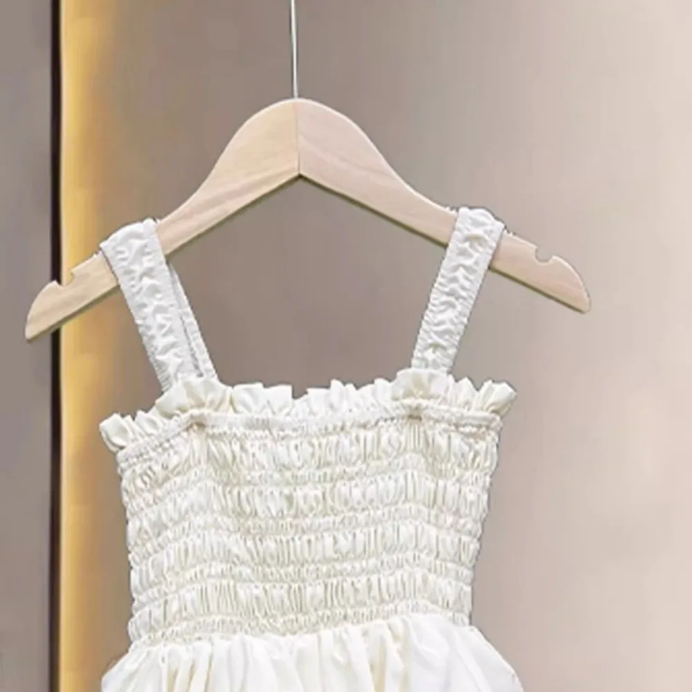 

Cute Sleeveless Strap Dress Casual Sweet Ruffle Layered Dress Princess Dress Girls