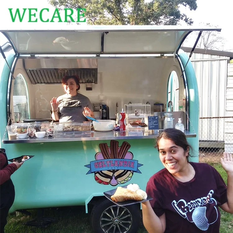 WECARE Street Fiberglass Mini Mobile Coffee Ice Cream Food Vending Cart Trailer Small Food Truck For Sale Cheap Price In USA