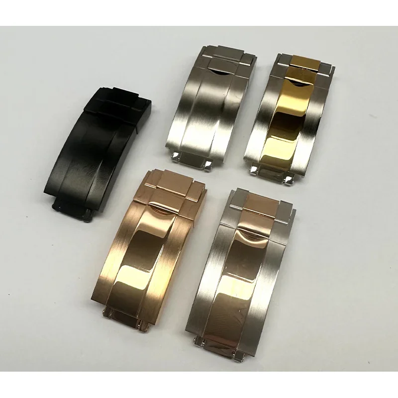 ل رولكس الغواصة أويسترفلكس دايتونا GMT حزام (استيك) ساعة حزام نشر المشبك 9 مللي متر 16 مللي متر الفولاذ المقاوم للصدأ للطي مشبك الإنزلاق قفل