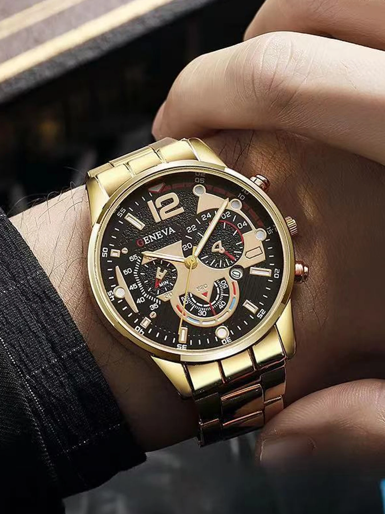 **6-Piece Men's Sports Quartz Watch Set with Calendar and Luminous Hands**