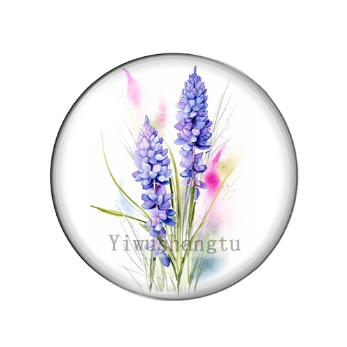 Pure purple lavender flowers Art Paintings 8mm/12mm/20mm/25mm Round photo glass cabochon demo flat back Making findings