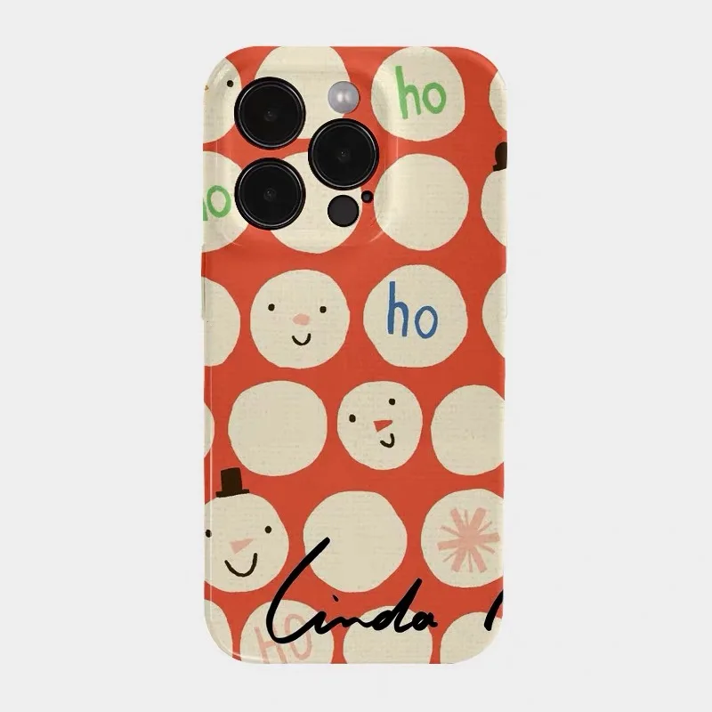 

Orange Christmas Snowman Phone Case for IPHONE 17 Air 16E 15 PROMAX 14 Plus 13 12 MINI 11 PRO 16Plus XR XS Acrylic Phone Cover