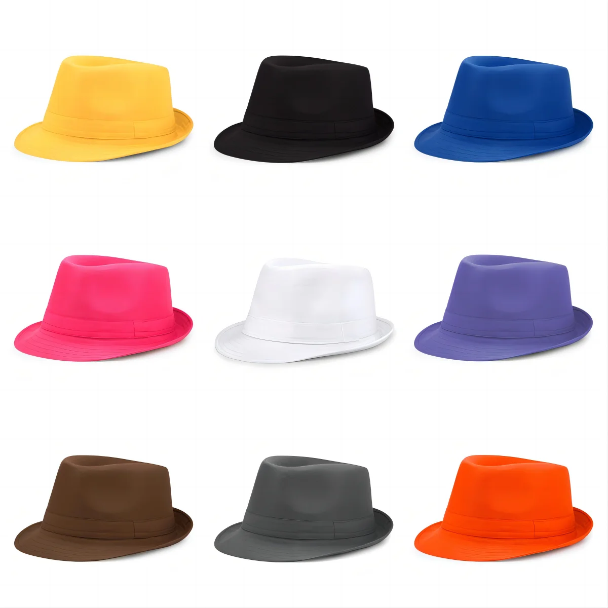 Summer Solid Bright Color Sun Hat British Jazz Hat Top Hat Men\'s Top Hat Winter Middle-aged and Elderly Jazz Warm Hat Fedora Hat