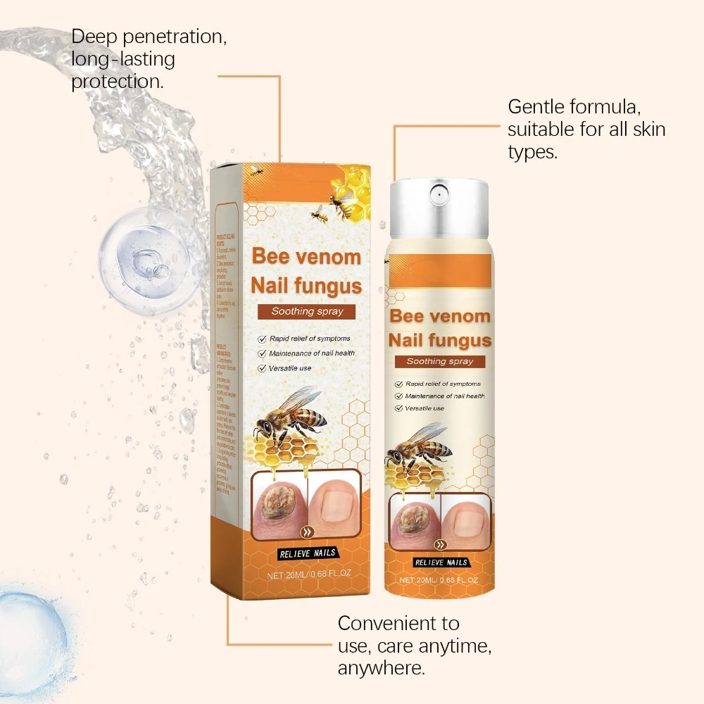 Skin Soothing Bee Venom Nail Soothing Spray Treatment Natural Bee Venom Extract Nail Growth Spray Bee Venom Nail Treatment Spray