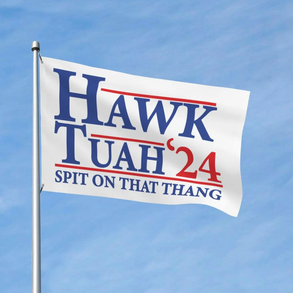 2024 Hawk Tuah President Candidate Parody Flags Durable Indoor Outdoor Banner Spit on That Thang Home Garden Flags