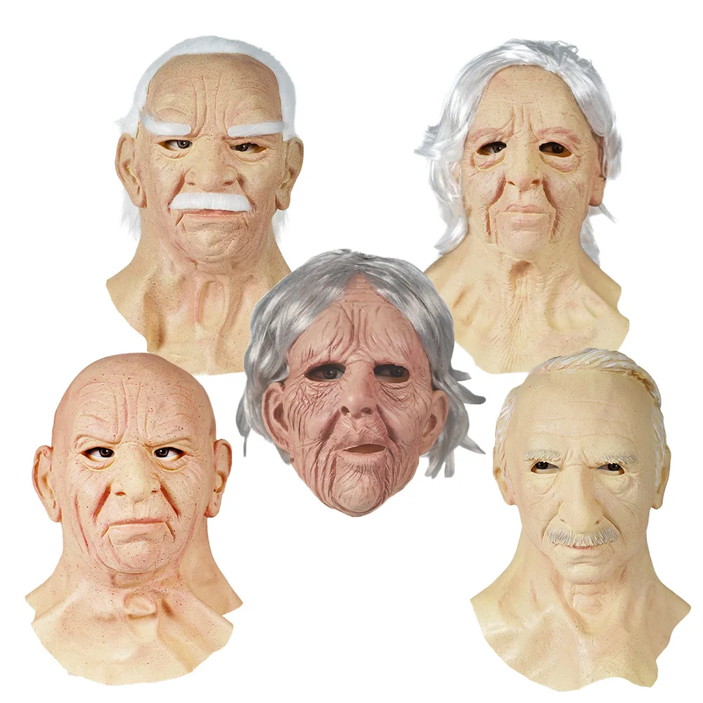 

24 New Halloween Popular Elderly Latex Mask Headsets with Realistic Effects for Carnival Party Headsets