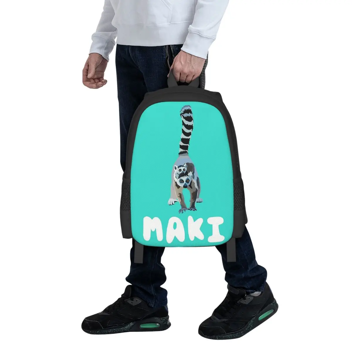 R Is For Ring Tailed Lemur, Ringtail Lemur Student Backpack School Bag Hiking Travel Daypack for Men Women Bookbag Shoulder Bags