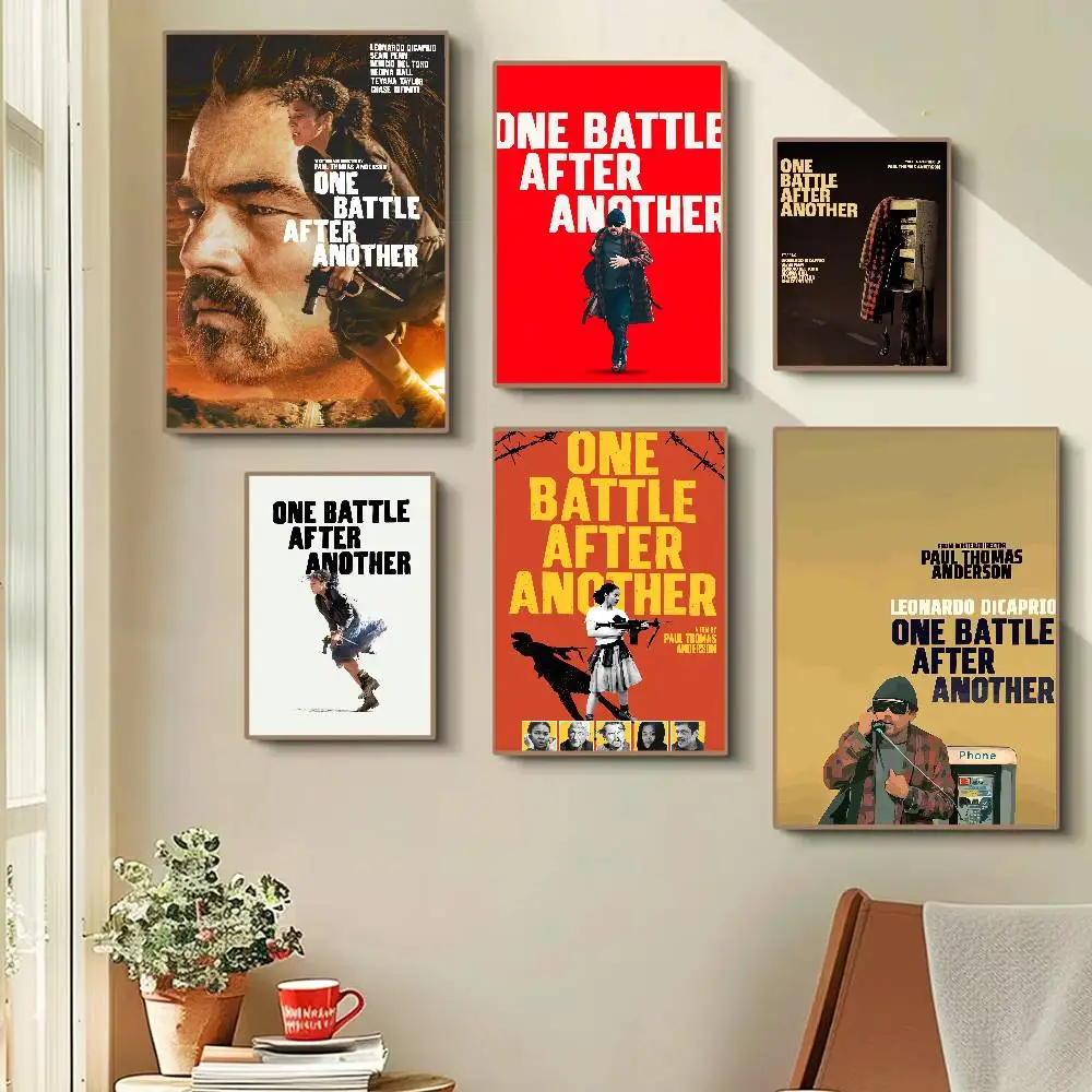 Movie One Battle After Another Vintage Anime Poster Wall Art For Study Living Room Decor Unique Home Decoration Pictur