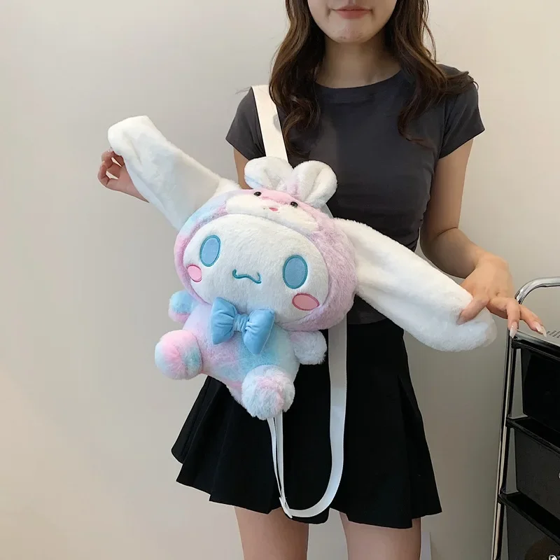 Mochila Feminina Sanrio, Estrela Cinnamoroll, Melodia Rosa, Boneca Decorativa, Kawaii Bonita, Bolsa de Ombro 33cm, 2024