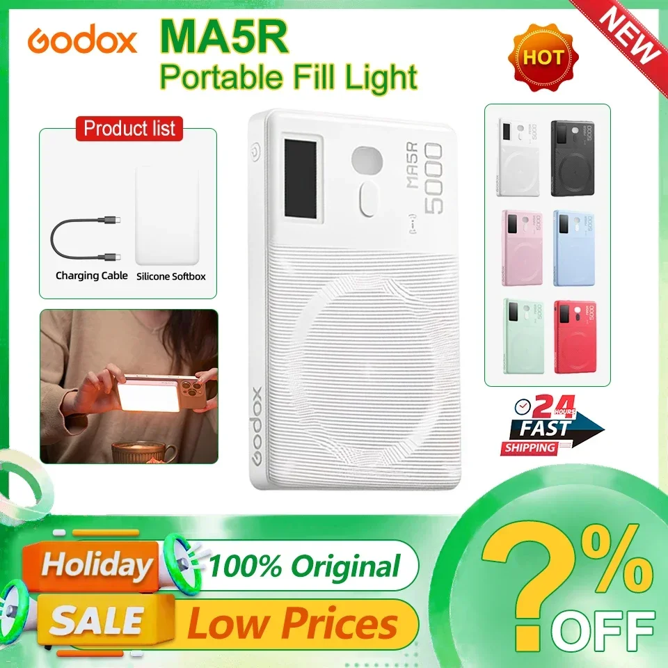 

Godox MA5R RGB LED Light and Power Bank 1800K-10000K Atmosphere Photography Light Custom Pocket Spotlight For Selfie Volg Live