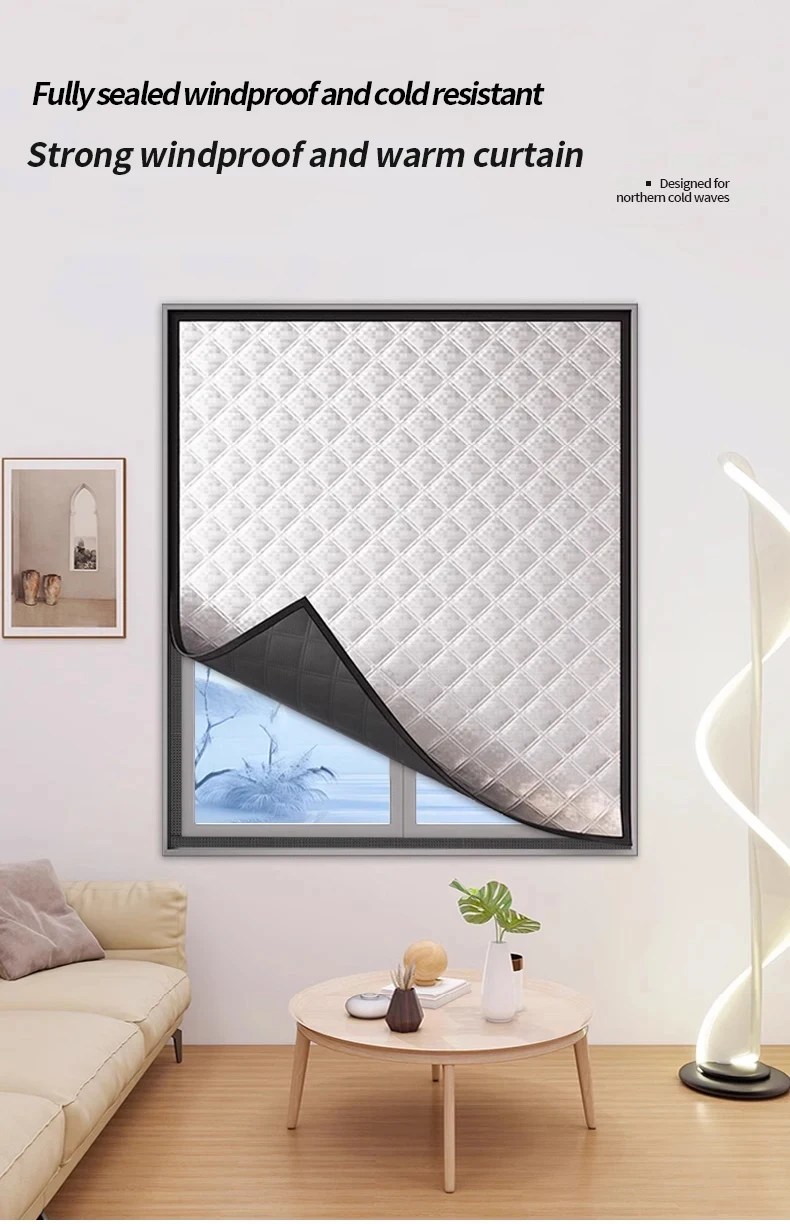 Warme Vorhänge, Kälte- und Wärmeisolierung, Fenstergitter, Sonnenschutz, Schalldämmung, Doppelt Verdickte Wärmevorhänge – Detail 1