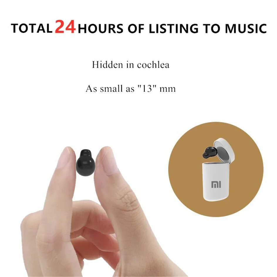 Xiaomi Invisible Wireless Headphones Bluetooth 5.0 Earphones With Mic Single in-Ear Mini Hands-free Waterproof TWS Earbuds