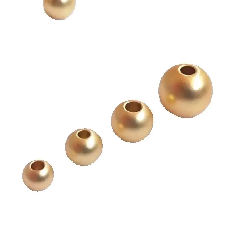 18K Matte Gold Sand Round Beads DIY Necklace Bracelet Loose Beads Jewelry Accessories