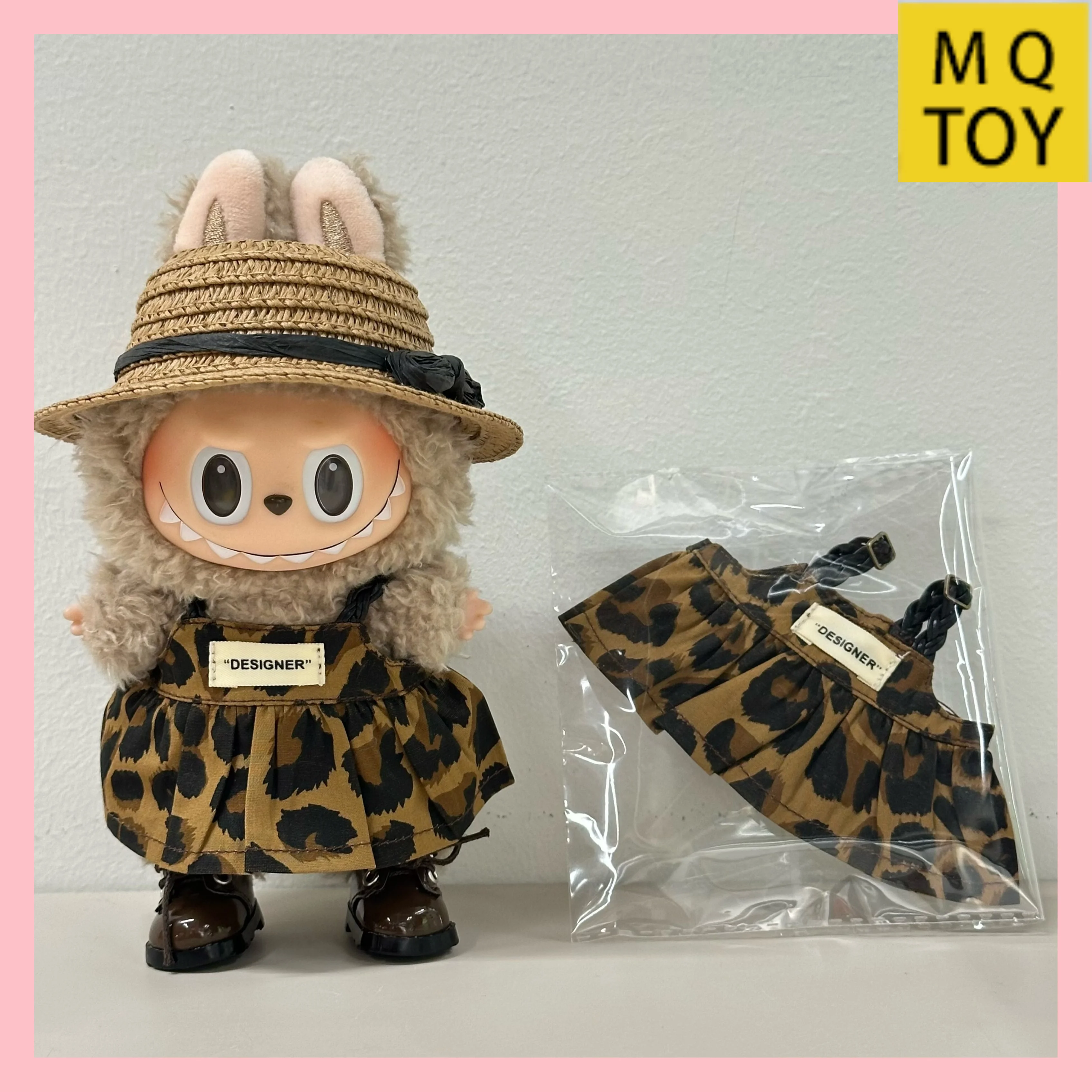 

Handmade Leopard Print Series For Labubu Clothes V1 V2 V3 High Energy Ahead Bring A Straw Hat And Shoes
