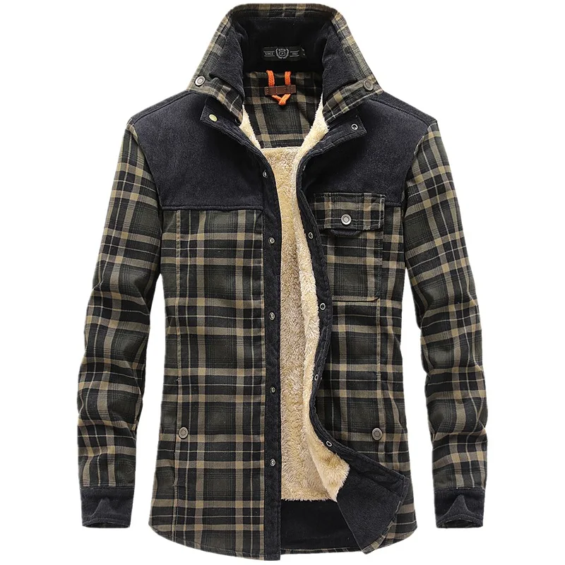 new 2022 fashion Men Wanderer Jacket, Overland Flannel Jacket, Long Sleeves Warm Fleece Shirts Men Plaid Shirts Party Leisure