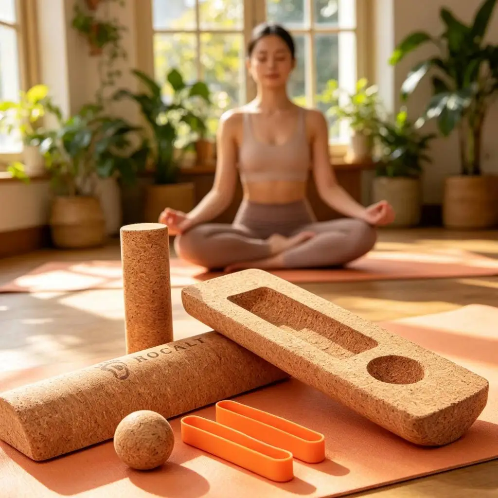 Cork Stretching Exercise Column Solid Cork Massage Column Cylindrical Stretching Exercise Roller
