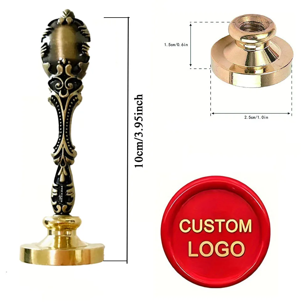 Custom Brass Wax Seal Stamp with 2 Initial Ornament Wreath Custom Your Own Design Seals for Envelope Wedding,Birthday Invitation