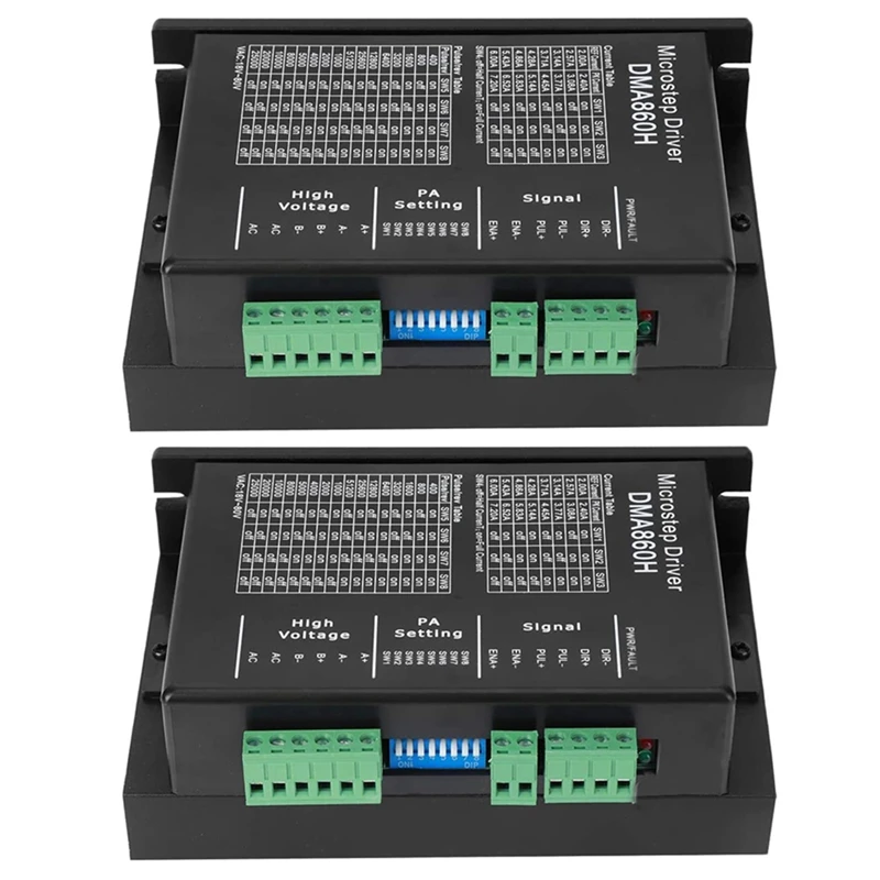 LICG 2Pcs DMA860H Step Driver 2 Phase DSP Microstep Driver For Nema 34 Nema 42 AC24-80V DC24-80V