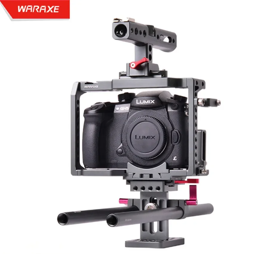 

Комплект WARAXE GH5, клетка для камеры, стабилизатор, стержень, встроенный быстросъемный механизм для камеры GH5 GH4 с ручкой на направляющую НАТО