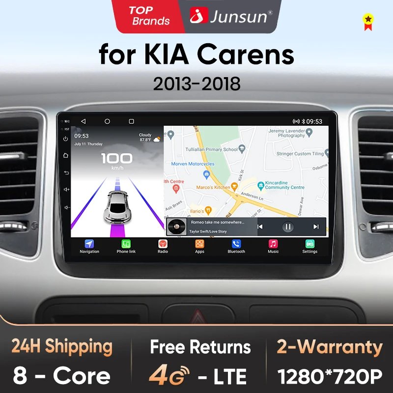 Junsun Android 13 Qualcomm 8 Core Wireless CarPlay for Apple Android Car Radio For Kia Carens 2013-2018 Car Radio