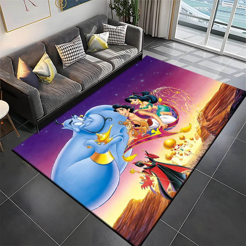 Disney Aladdin Princess Non-slip Large Area Rug 3D Print Carpet for Home Living Room Kitchen Bedroom Sofa Kids Doormat Decor Mat