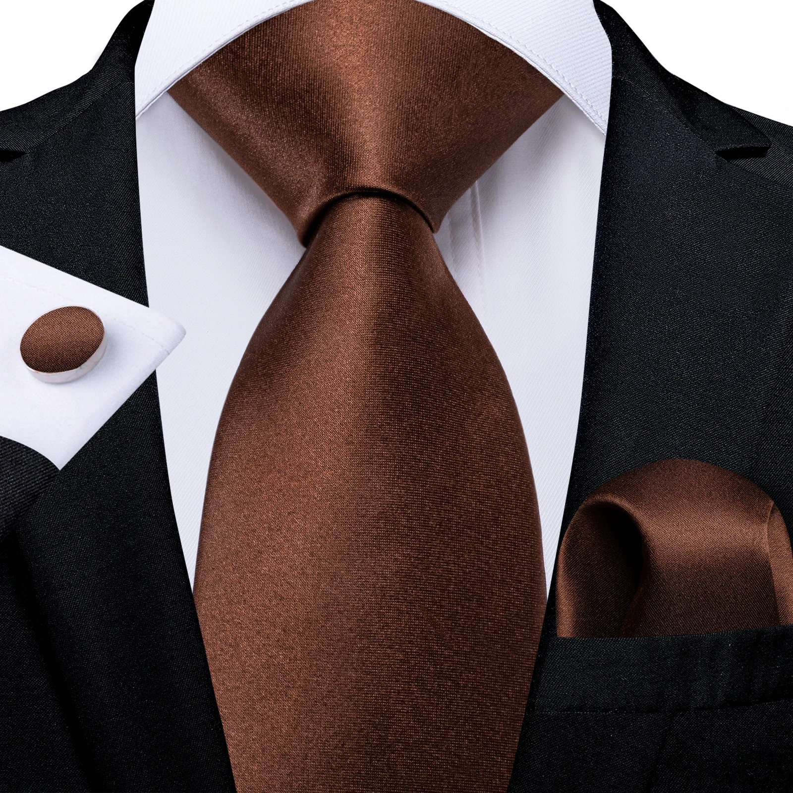 Olive Green Solid Ties for Men, Pocket Square Set