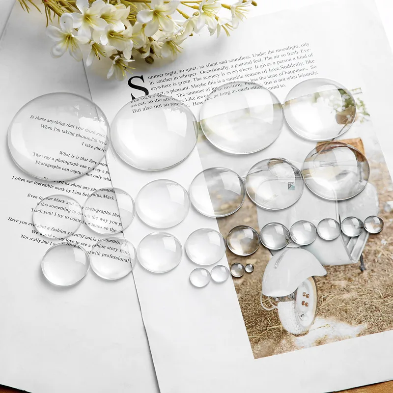 100pcs Round Flat Back Glass Cabochon 20/25/27/30/35/38/40/50mm Transparent Clear Glass Cabochon Beads For DIY Jewelry Making