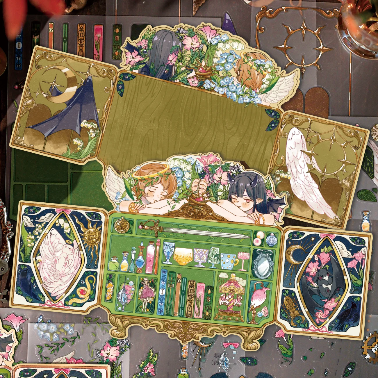 Kawaii Eternal Covenant 3D Elf Event Book Landscape Sticker  DIY Pocket Cabin Scene festival gift