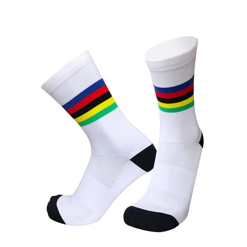 Nuevos Calcetines transpirables para Ciclismo, Calcetines deportivos con letras para exteriores, Calcetines de compresión para competición profesional, Calcetines para Ciclismo para hombre