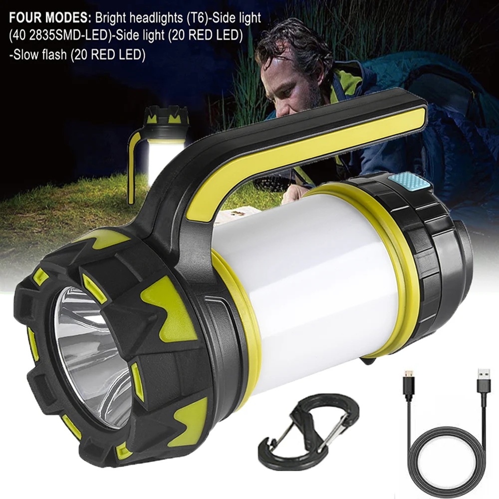 

Portable Out Camp Lamp 6 modes Emergency lights USB Rechargeable Waterproof flashlight Multifunctional T6 LED Hiking Lantern