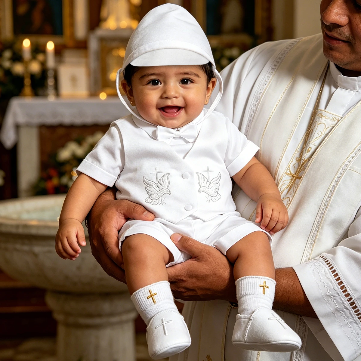 Baby Boys Baptism Outfit Infant White Christening Dove Set Newborn Dedication Easter Church Birthday Gift Short Sleeve Clothes ﻿