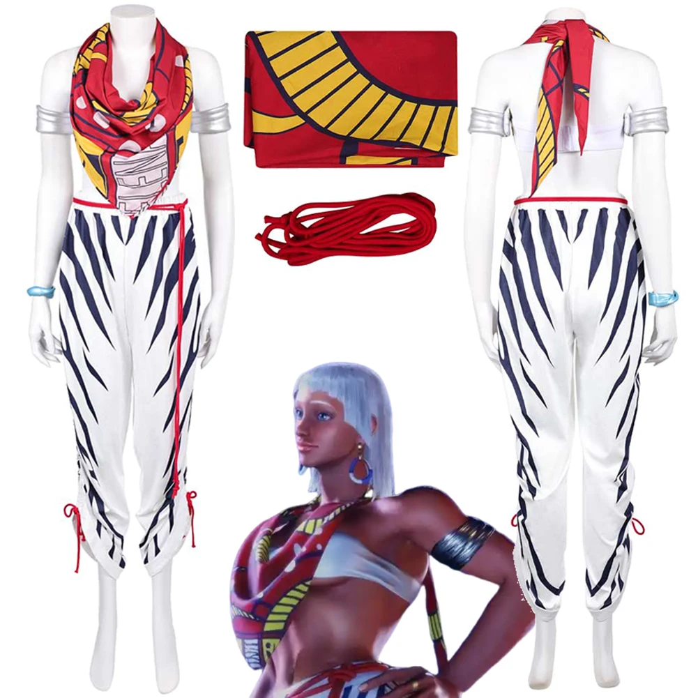 

Fighter Game SF Cosplay Elena Top Pants Hallowmas Suits Outfits For Women Adult Party Costume Uniform Carnival Disguise Roleplay