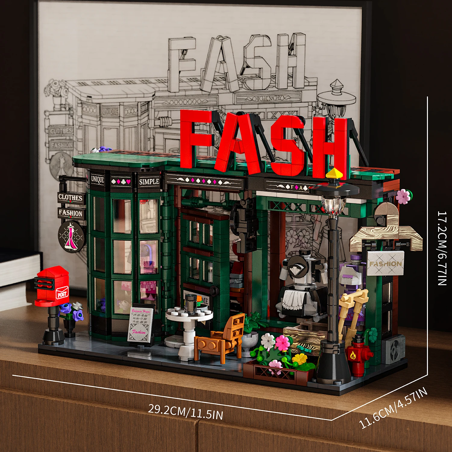 MOC Retro European Fashion Clothing Store Architettura Building Blocks Set Fashion Shop House Giocattolo fai da te per bambini Regalo di compleanno