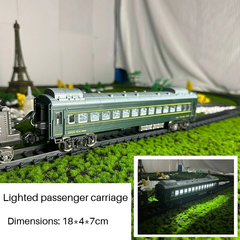 Electric Remote Control Retro Steam Train Track Parts Assembly Kit Locomotive and Carriages Train Toy Railway Train Set Toy Gift